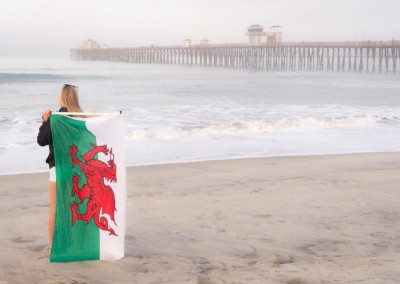 Welsh flag at pier
